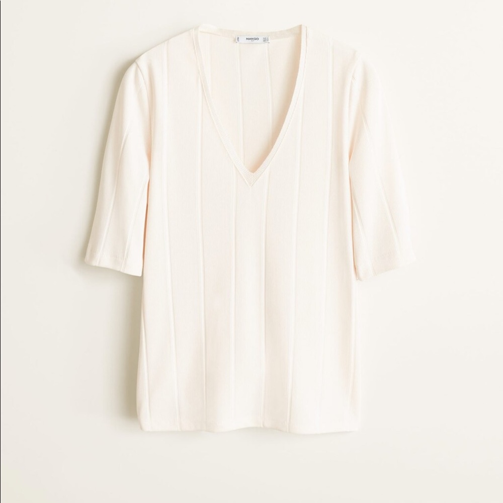 Mango ribbed v-neck shirt